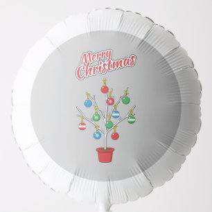 Christmas Bare Branch Tree - Merry Christmas Balloon