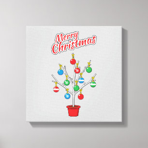 Christmas Bare Branch Tree - Merry Christmas Canvas Print