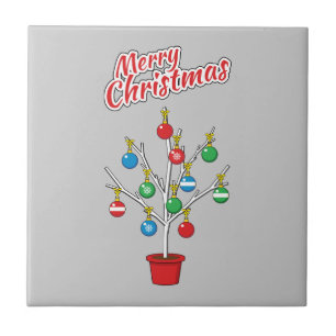 Christmas Bare Branch Tree - Merry Christmas Ceramic Tile