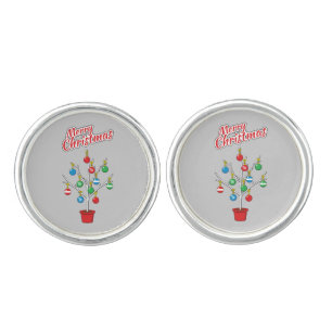 Christmas Bare Branch Tree - Merry Christmas Cufflinks
