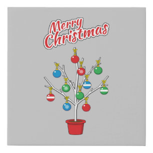 Christmas Bare Branch Tree - Merry Christmas Faux Canvas Print