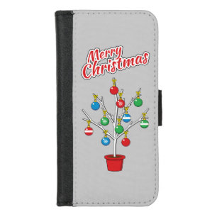 Christmas Bare Branch Tree - Merry Christmas iPhone 8/7 Wallet Case