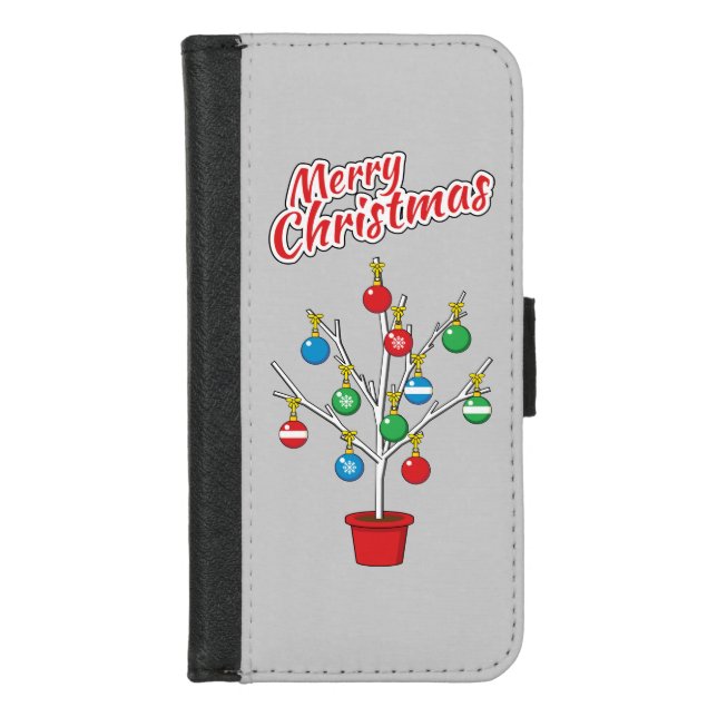 Christmas Bare Branch Tree - Merry Christmas iPhone Wallet Case (Front)
