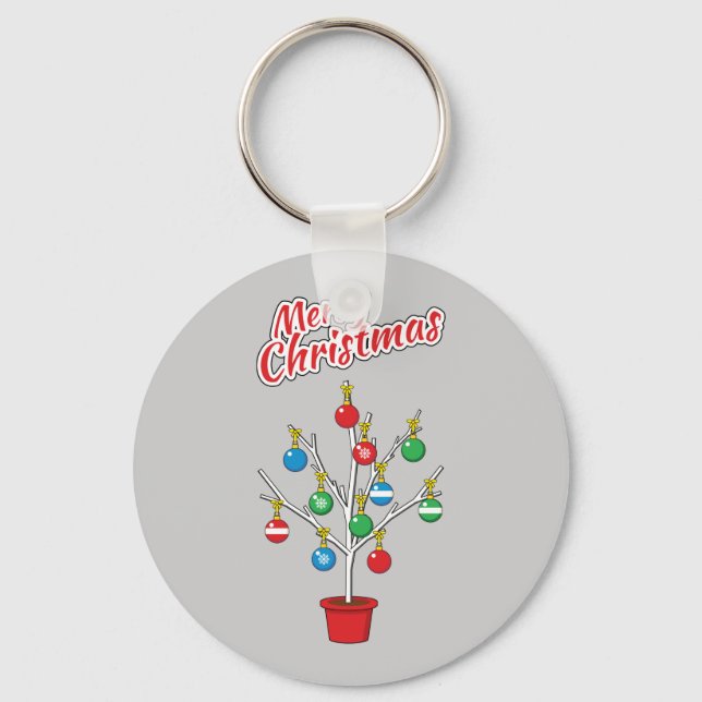 Christmas Bare Branch Tree - Merry Christmas Keychain (Front)
