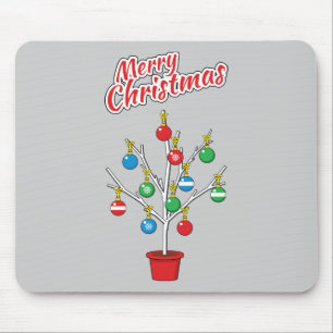 Christmas Bare Branch Tree - Merry Christmas Mouse Pad
