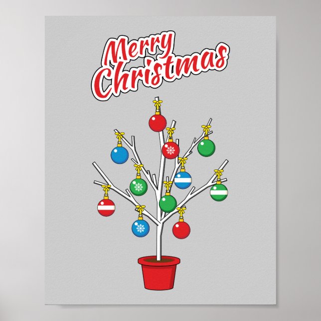Christmas Bare Branch Tree - Merry Christmas Poster (Front)