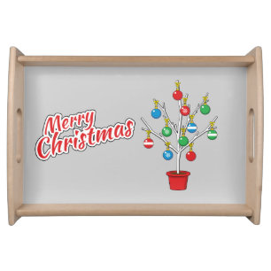 Christmas Bare Branch Tree - Merry Christmas Serving Tray