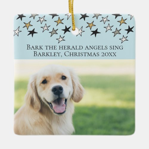 Christmas Bark The Herald Angels Sing Dog Themed Ceramic Ornament