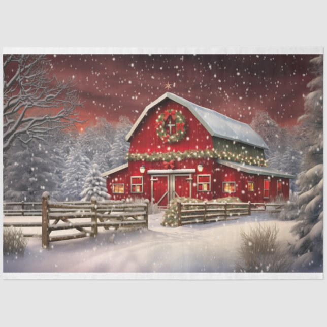 Christmas Barn 3 Decoupage Paper (Front)