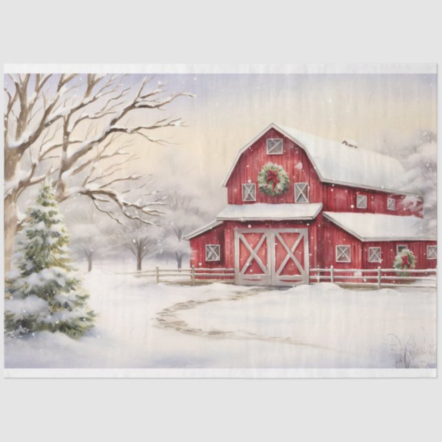 Christmas Barn 6 Decoupage Paper (Front)