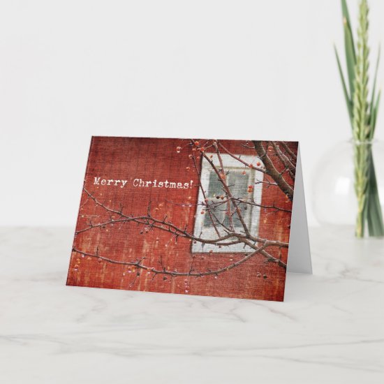 Christmas Barn and Tree Holiday Card