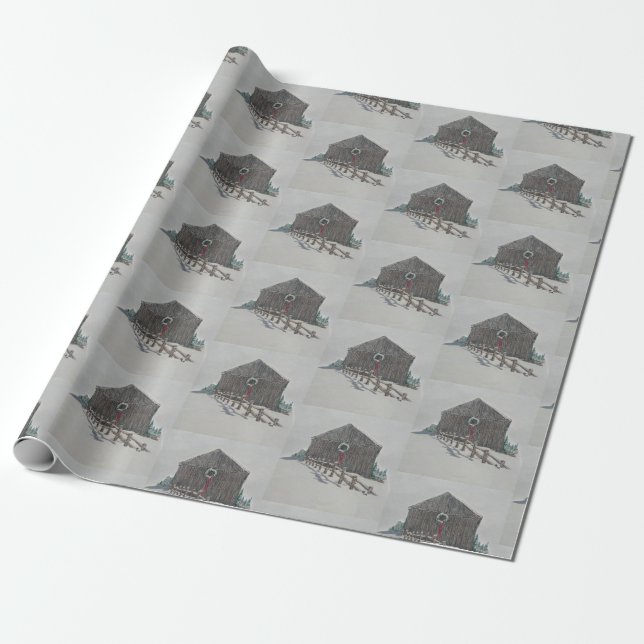 Christmas Barn Gift Wrap (Unrolled)