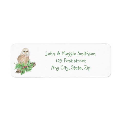 Christmas Barn Owl Bird Nature Custom Art Label