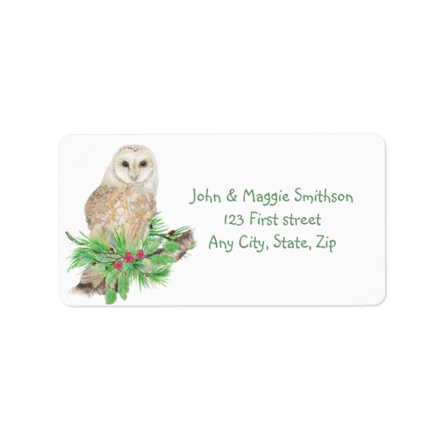 Christmas Barn Owl Bird Nature Custom Art Label (Front)