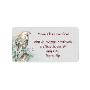 Christmas Barn Owl Custom Message Label