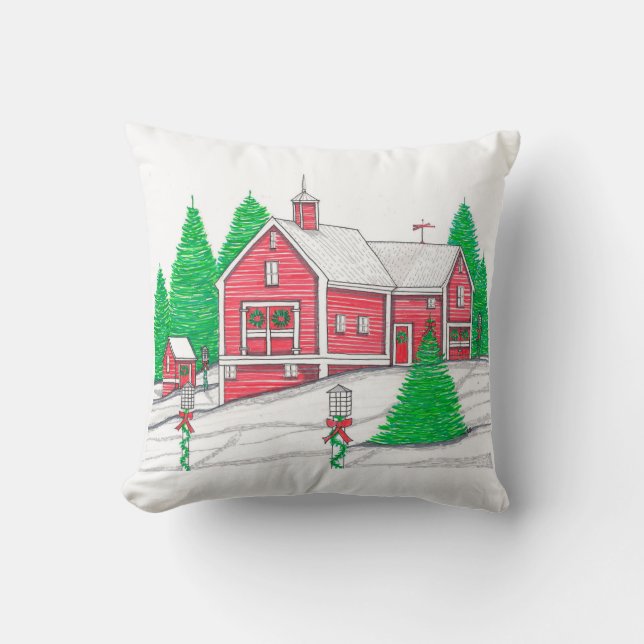 Christmas Barn Pillow (Front)