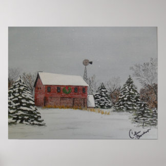 Christmas Barn Poster