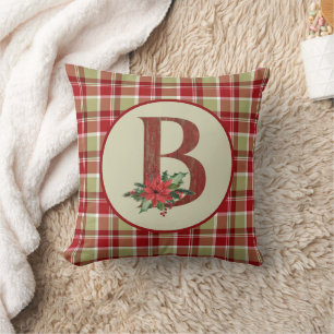 Christmas Barn Wood Letter B Throw Pillow