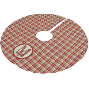 Christmas Barn Wood Letter M Brushed Polyester Tree Skirt
