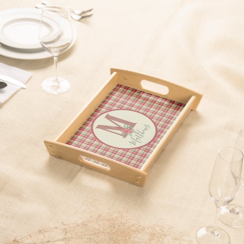 Christmas Barn Wood Letter M Personalized  Serving Tray