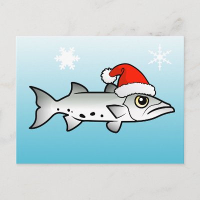 Christmas Barracuda Santa Holiday Postcard