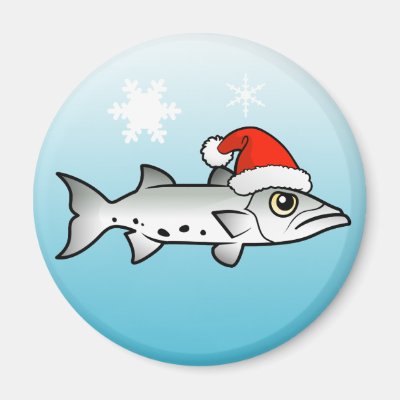 Christmas Barracuda Santa Magnet