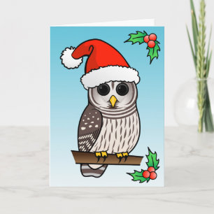 Christmas Barred Owl Santa Holiday Card