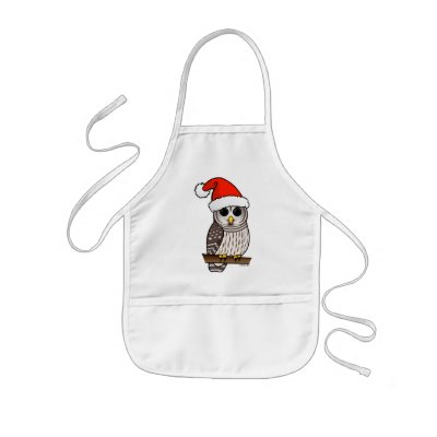 Christmas Barred Owl Santa Kids&#39; Apron