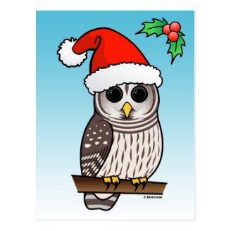 Barred Owl Santa Postcard