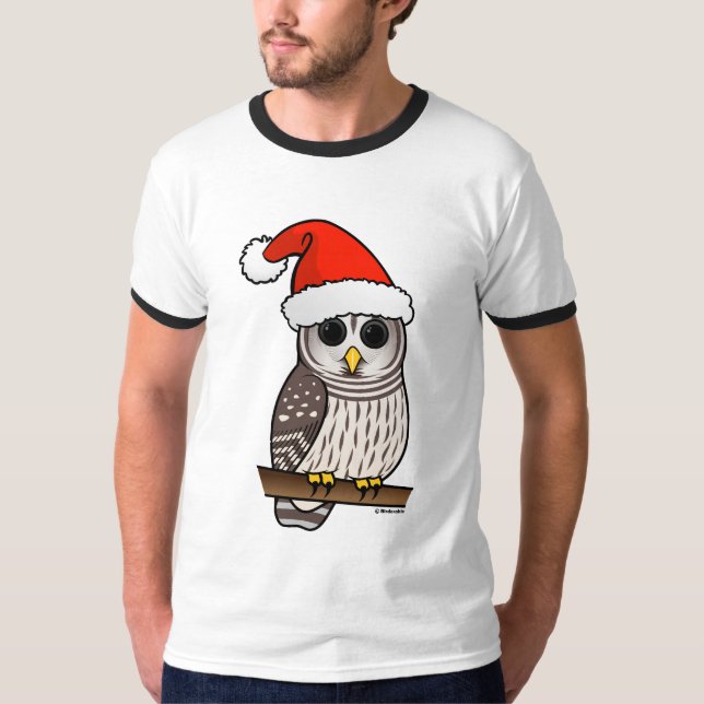 Christmas Barred Owl Santa T-Shirt (Front)