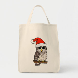 Christmas Barred Owl Santa Tote Bag