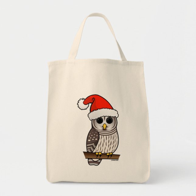 Christmas Barred Owl Santa Tote Bag (Front)