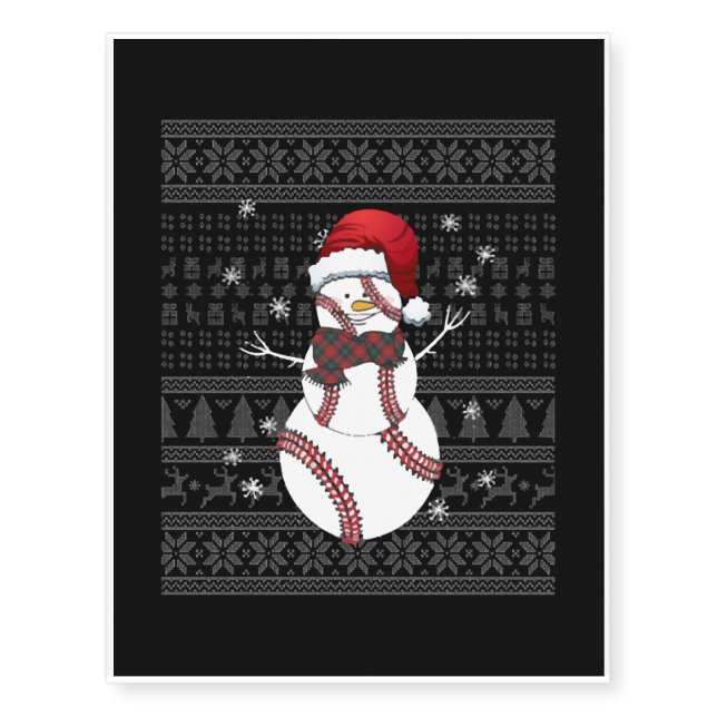 Christmas Baseball 21 Temporary Tattoos (Front)