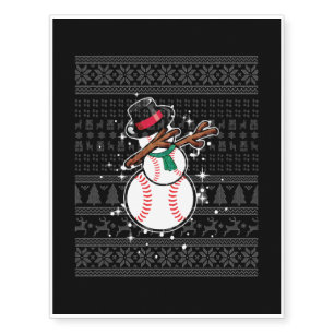 Christmas Baseball 24 Temporary Tattoos