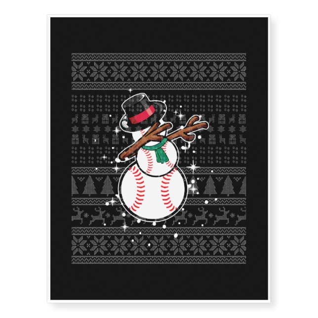 Christmas Baseball 24 Temporary Tattoos (Front)