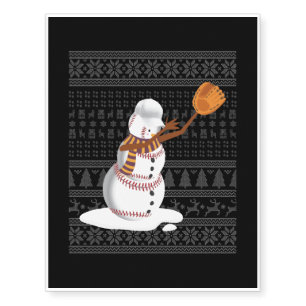 Christmas Baseball 3 Temporary Tattoos