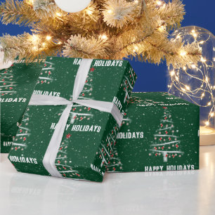 Christmas Baseball and Red Socks Tree   Wrapping Paper