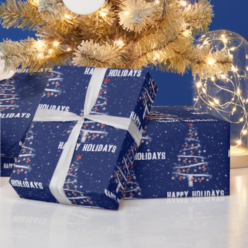 Christmas Baseball and Red Socks Tree  Wrapping Paper