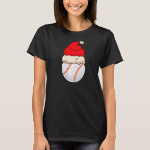 Christmas Baseball Ball Santa Hat  Sports Xmas Boy T-Shirt