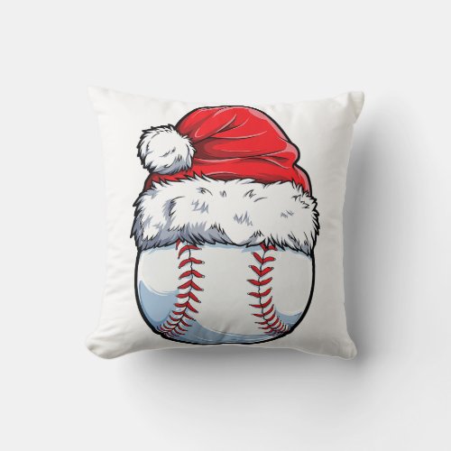 Christmas Baseball Ball Santa Hat Xmas Boys Catche Throw Pillow