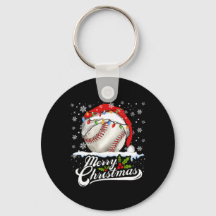 Christmas Baseball Ball Santa Hat Xmas Boys Men Keychain