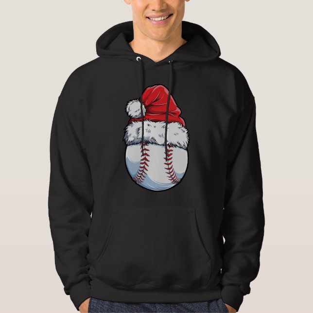 Christmas Baseball Ball Santa Hat Xmas Catcher Pit Hoodie (Front)