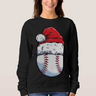Christmas Baseball Ball Santa Hat Xmas Catcher Pit Sweatshirt