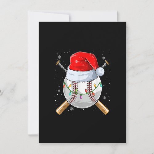 Christmas Baseball Ball Santa Hat Xmas Lights Invitation