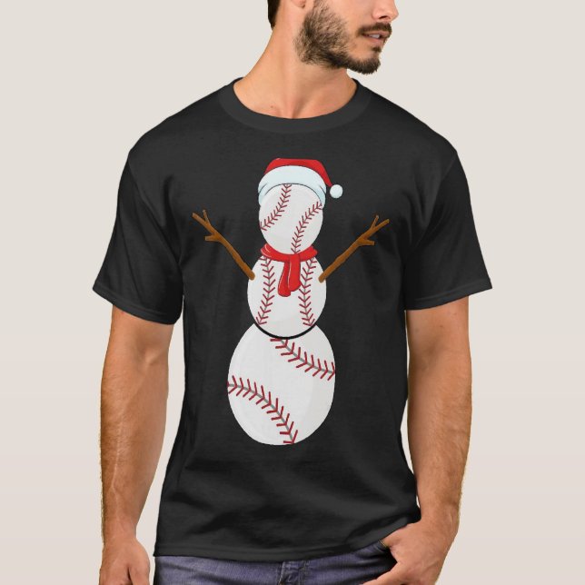 Christmas Baseball Balls Santa Snowman  Xmas T-Shirt (Front)