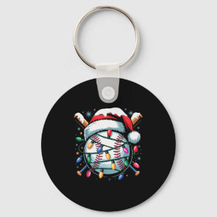Christmas Baseball Boy Youth Kid Men Santa Hat Xma Keychain