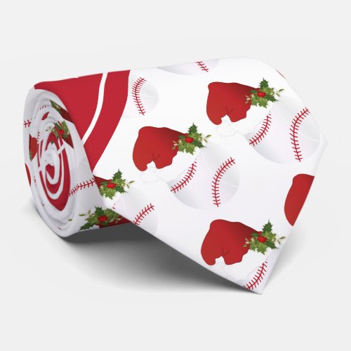 Christmas Baseball Design Neck Tie