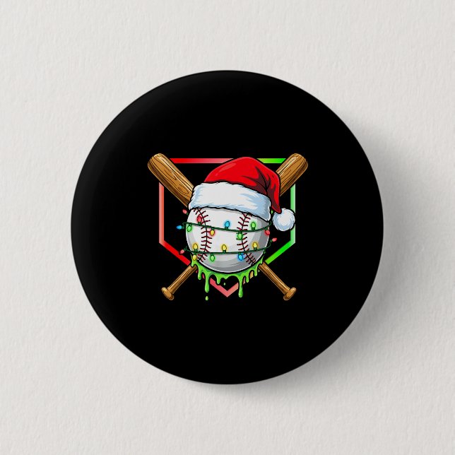Christmas Baseball Drip Ice Cream Drip Baseball Lo Button (Front)