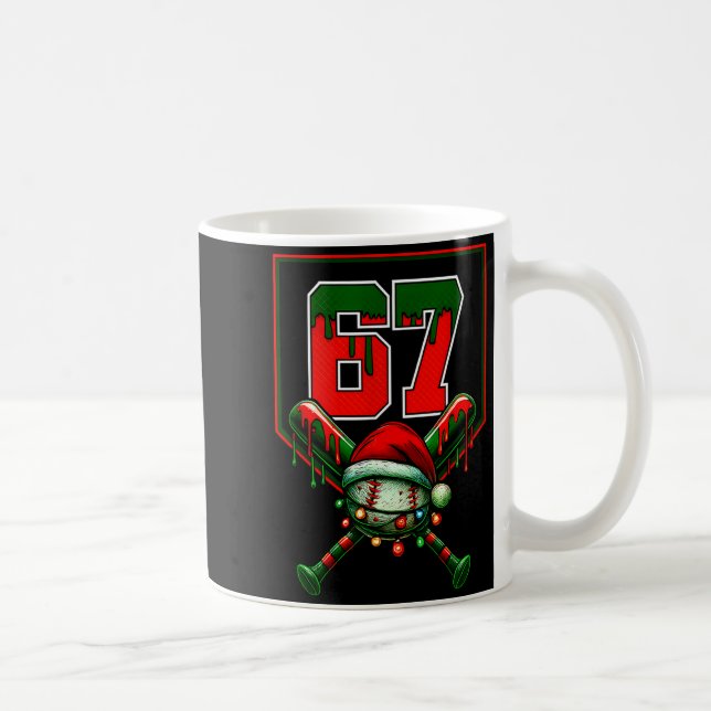 Christmas Baseball Drip Number 67 Player Or 67th B Coffee Mug (Right)