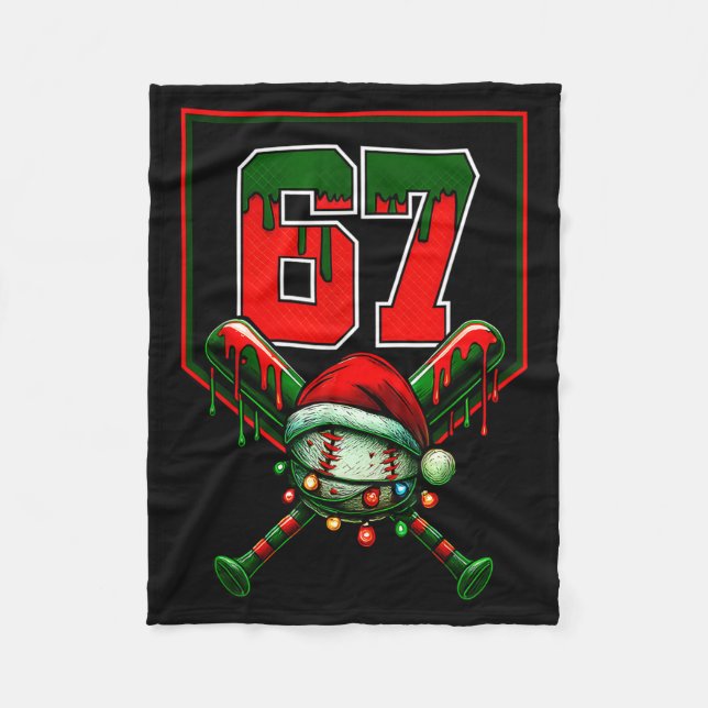 Christmas Baseball Drip Number 67 Player Or 67th B Fleece Blanket (Front)